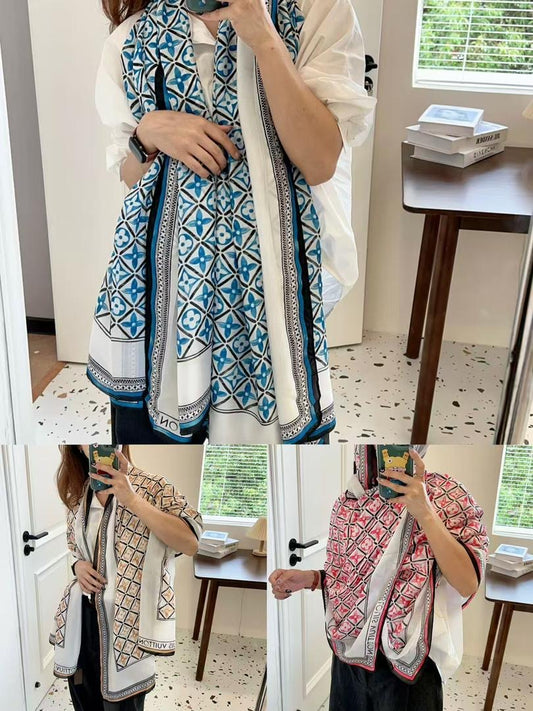 LV Tile print silk scarf