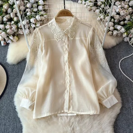 Lace organza shirt