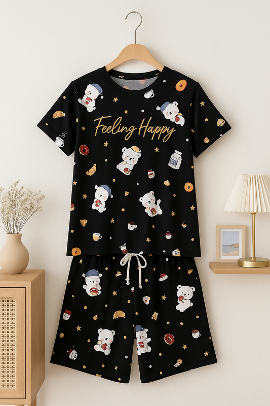 Snoopy Black cotton Co-ord Nightsuit