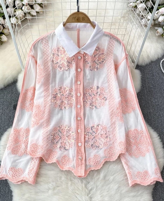 Ginny Sequence Embroidery shirt